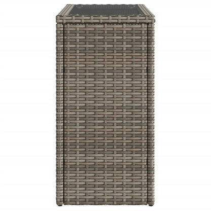 vidaXL Garden Side Table with Glass Top Grey 58x27,5x55 cm Poly Rattan