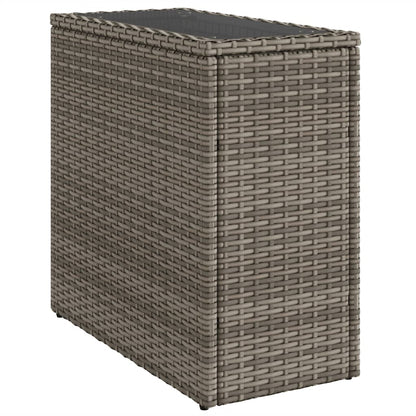 vidaXL Garden Side Table with Glass Top Grey 58x27,5x55 cm Poly Rattan
