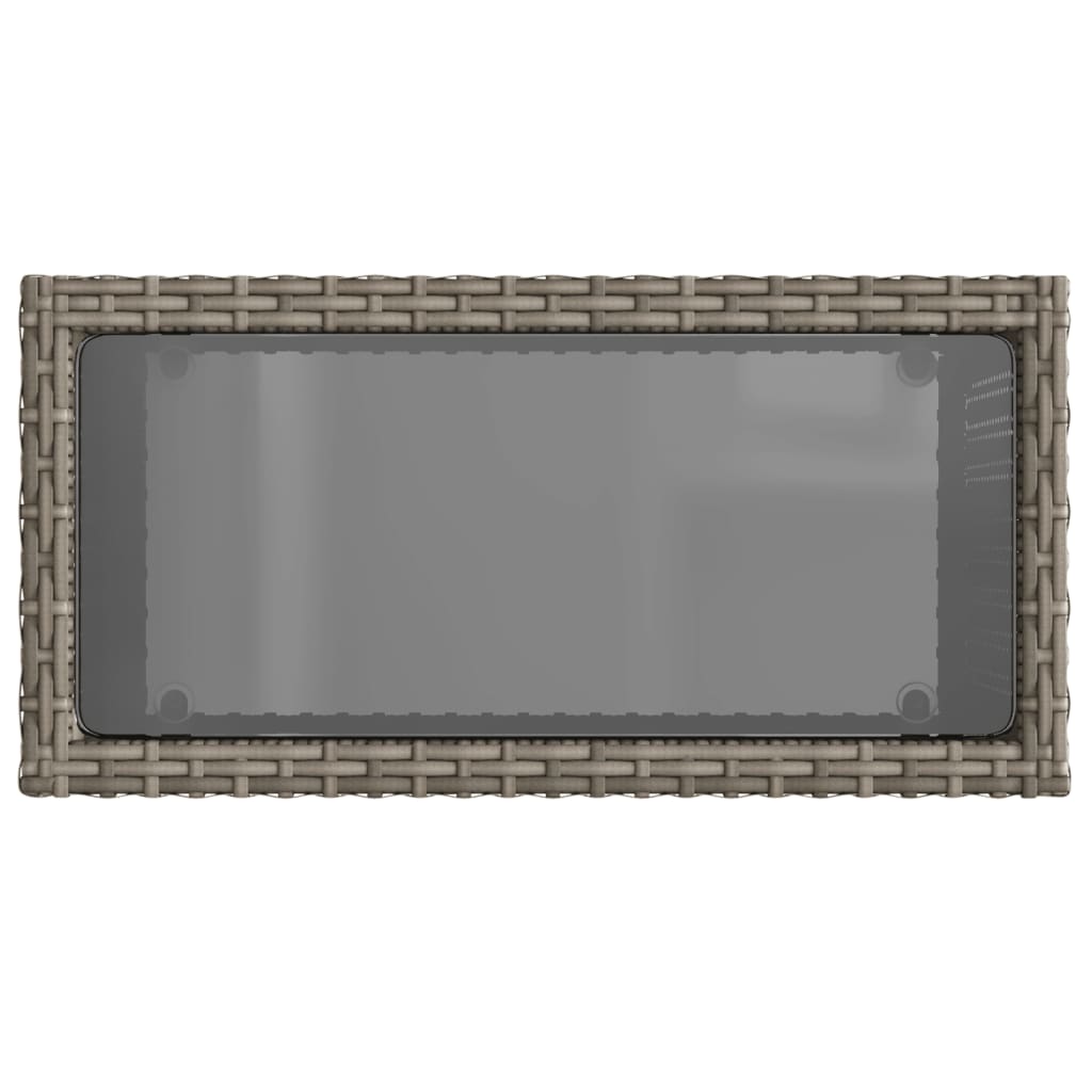 vidaXL Garden Side Table with Glass Top Grey 58x27,5x55 cm Poly Rattan