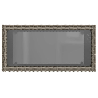 vidaXL Garden Side Table with Glass Top Grey 58x27,5x55 cm Poly Rattan