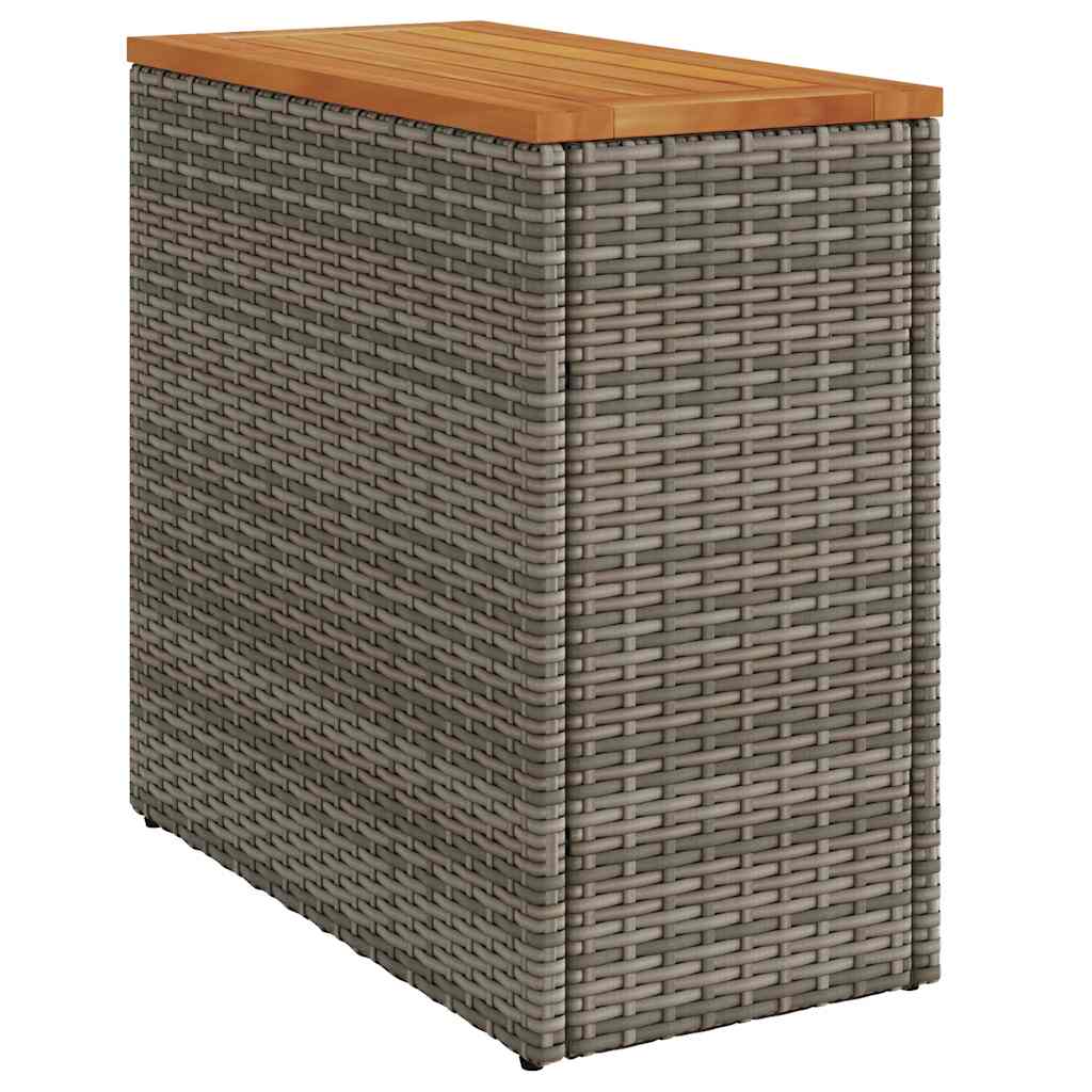 vidaXL Garden Side Table with Wooden Top Grey 58x27.5x55cm Poly Rattan