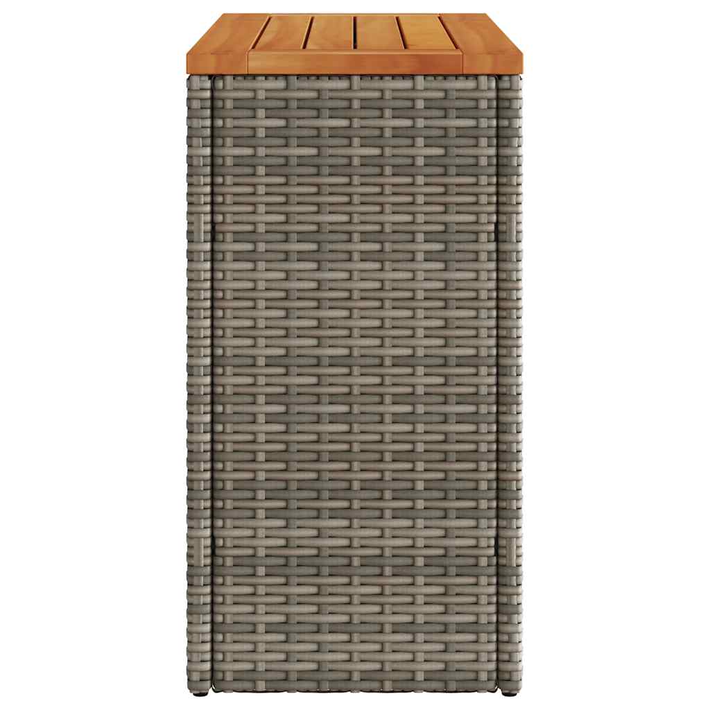 vidaXL Garden Side Table with Wooden Top Grey 58x27.5x55cm Poly Rattan