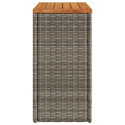 vidaXL Garden Side Table with Wooden Top Grey 58x27.5x55cm Poly Rattan