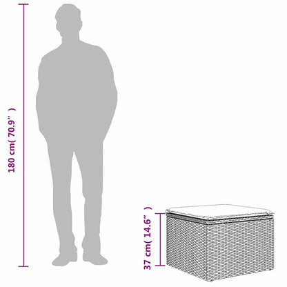 vidaXL Garden Stool with Cushion Grey 55x55x37 cm Poly Rattan