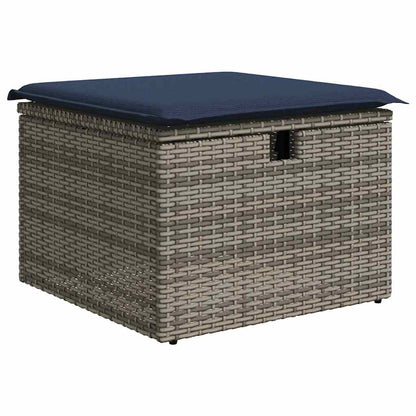 vidaXL Garden Stool with Cushion Grey 55x55x37 cm Poly Rattan