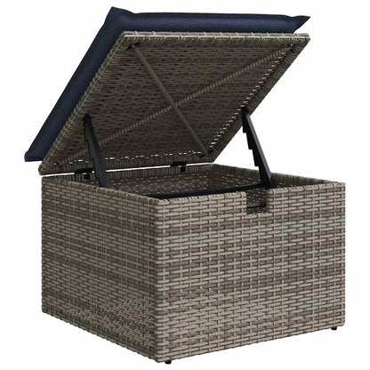 vidaXL Garden Stool with Cushion Grey 55x55x37 cm Poly Rattan