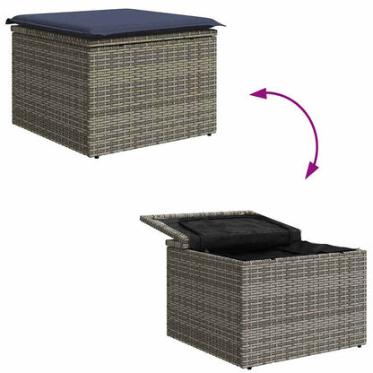 vidaXL Garden Stool with Cushion Grey 55x55x37 cm Poly Rattan
