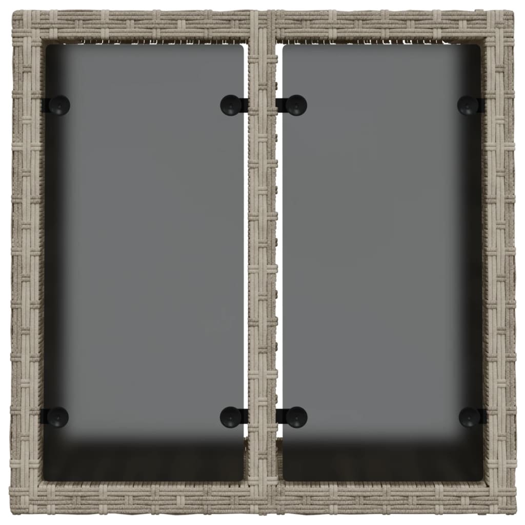 vidaXL Garden Table with Glass Top Light Grey 55x55x37 cm Poly Rattan