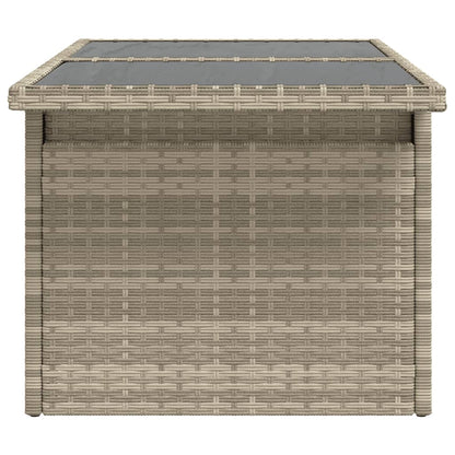 vidaXL Garden Table with Glass Top Light Grey 100x55x73 cm Poly Rattan