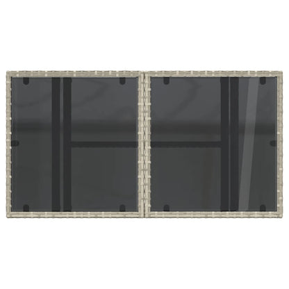 vidaXL Garden Table with Glass Top Light Grey 100x55x73 cm Poly Rattan