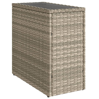 vidaXL Garden Side Table with Glass Top Light Grey 58x27.5x55 cm