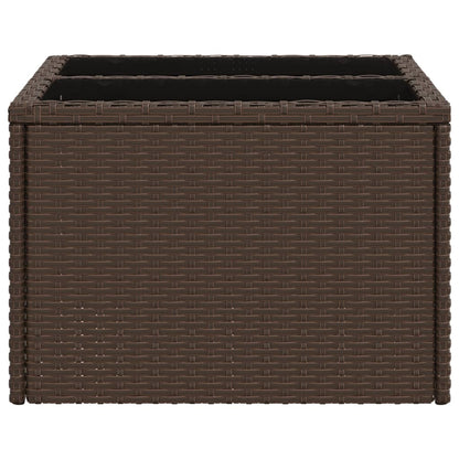 vidaXL Garden Table with Glass Top Brown 55x55x37 cm Poly Rattan