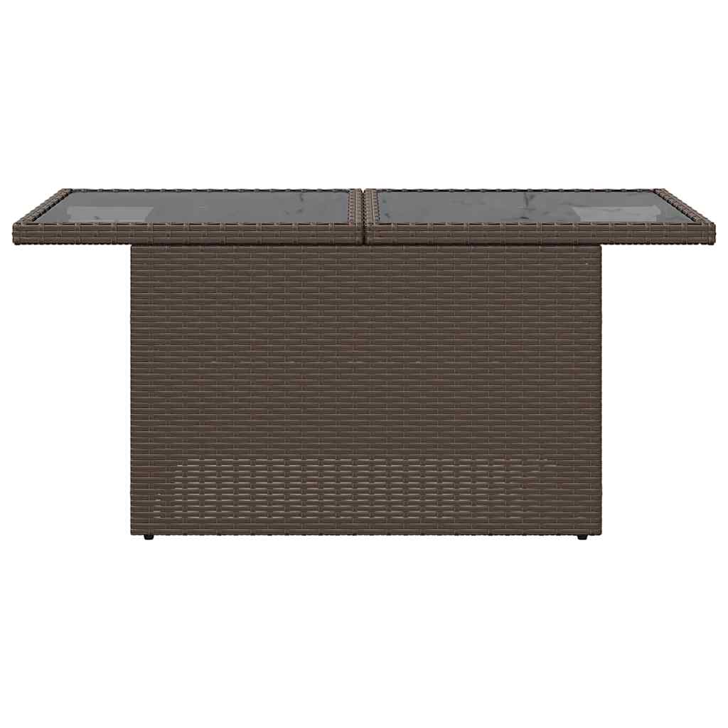 vidaXL Garden Table with Glass Top Brown 100x55x73 cm Poly Rattan