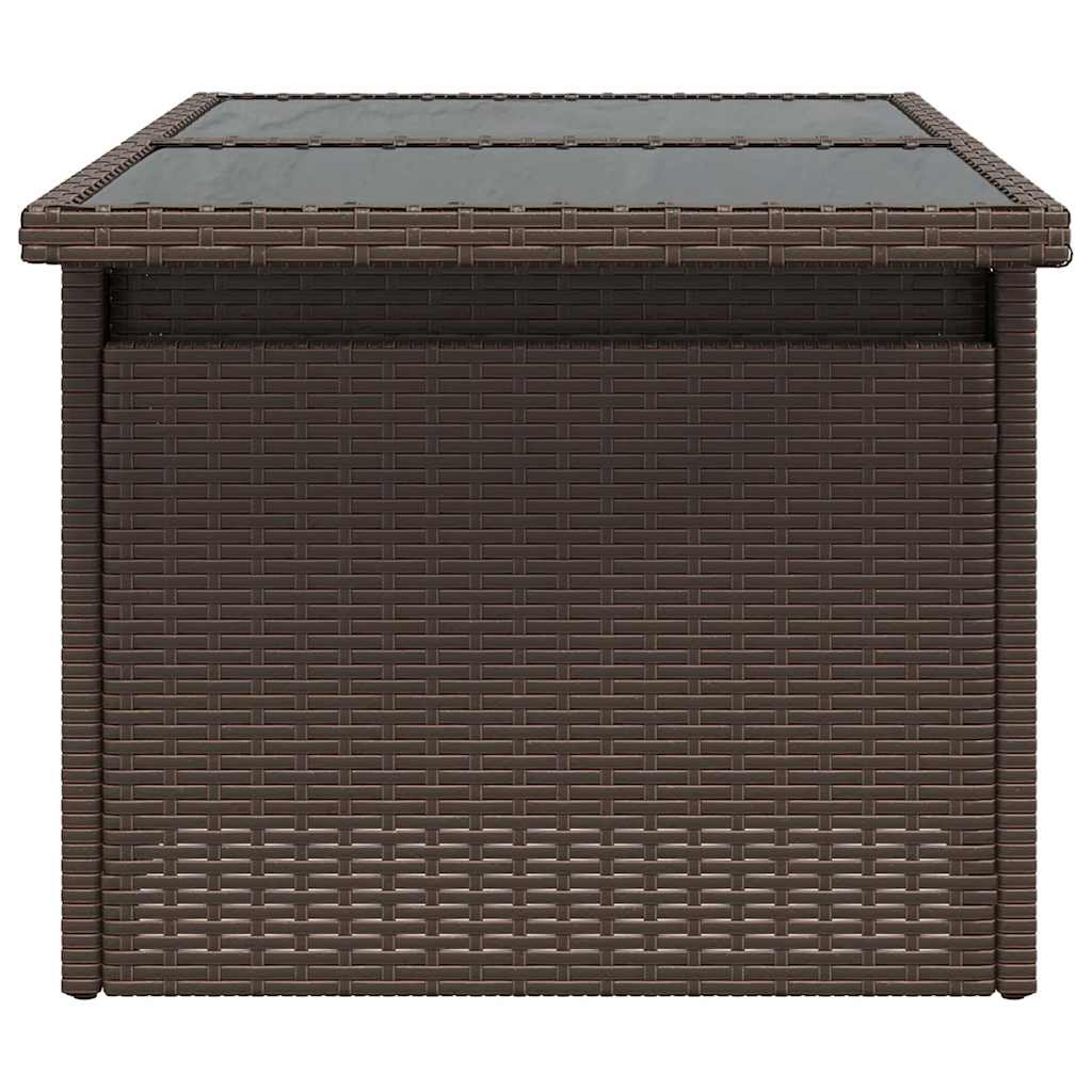 vidaXL Garden Table with Glass Top Brown 100x55x73 cm Poly Rattan