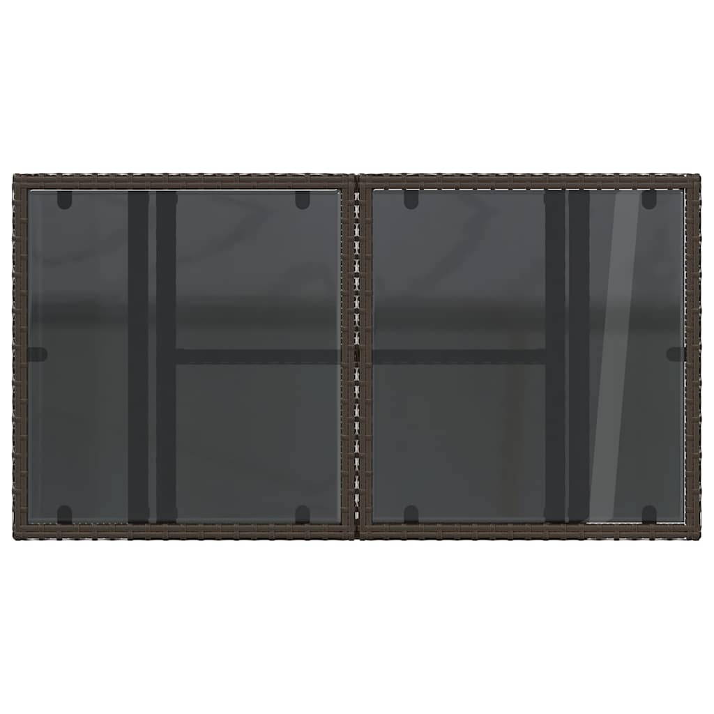 vidaXL Garden Table with Glass Top Brown 100x55x73 cm Poly Rattan