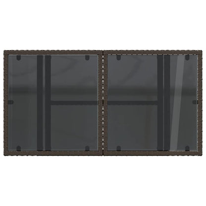 vidaXL Garden Table with Glass Top Brown 100x55x73 cm Poly Rattan