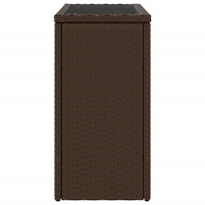 vidaXL Garden Side Table with Glass Top Brown 58x27.5x55 cm Poly Rattan