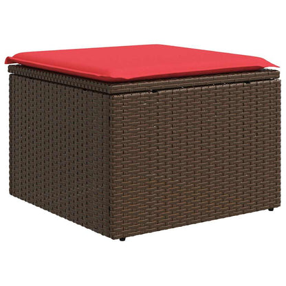 vidaXL Garden Stool with Cushion Brown 55x55x37 cm Poly Rattan