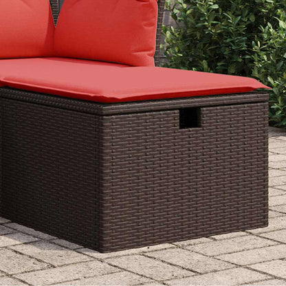 vidaXL Garden Stool with Cushion Brown 55x55x37 cm Poly Rattan