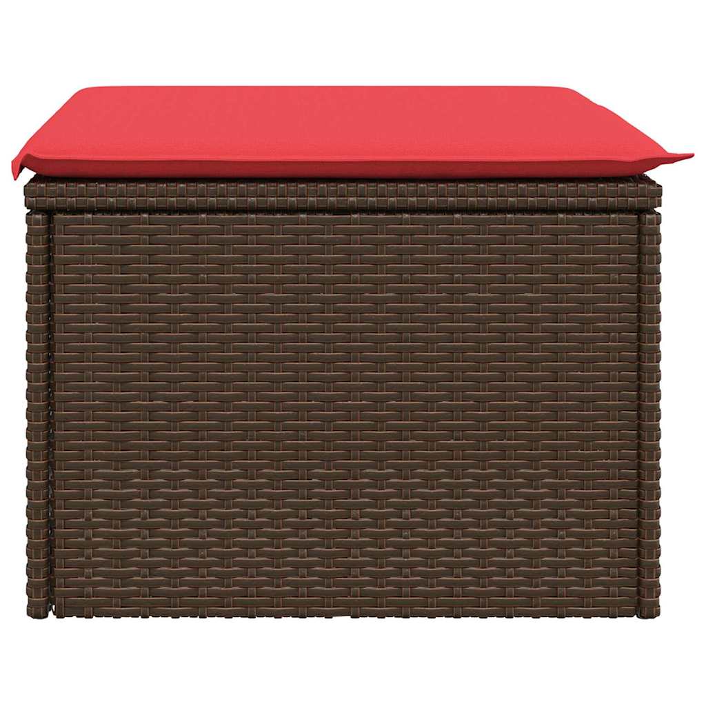 vidaXL Garden Stool with Cushion Brown 55x55x37 cm Poly Rattan
