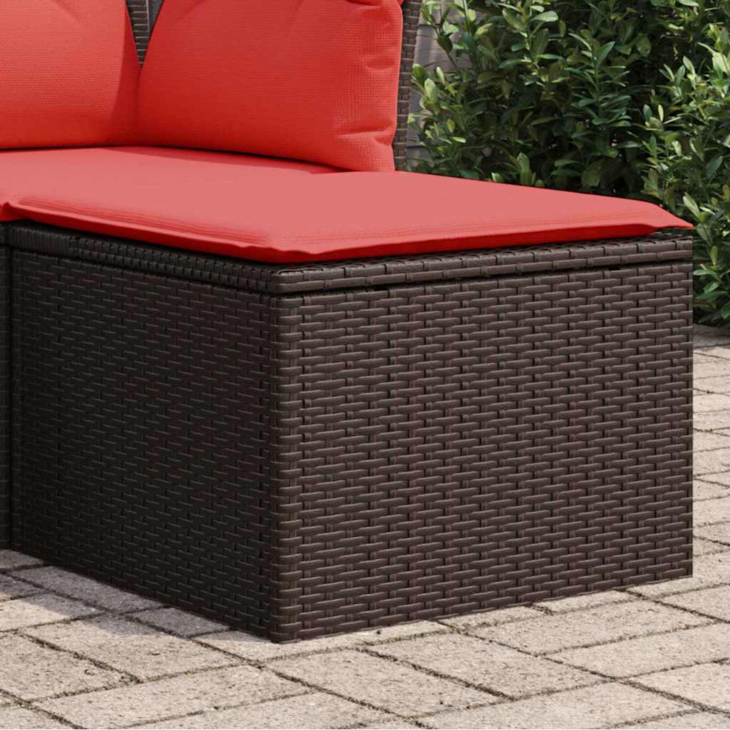 vidaXL Garden Stool with Cushion Brown 55x55x37 cm Poly Rattan