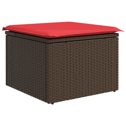 vidaXL Garden Stool with Cushion Brown 55x55x37 cm Poly Rattan