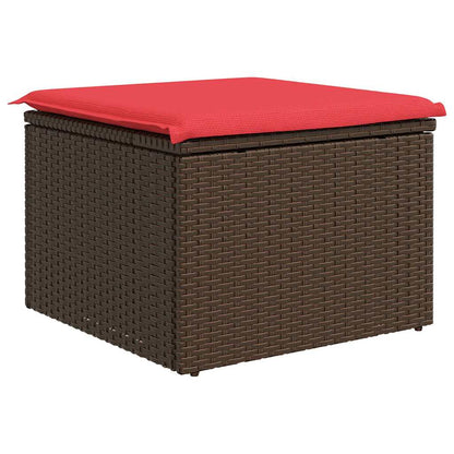 vidaXL Garden Stool with Cushion Brown 55x55x37 cm Poly Rattan