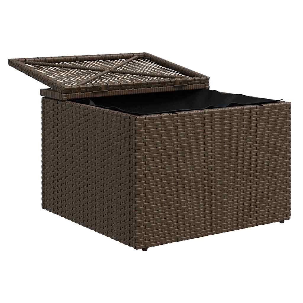 vidaXL Garden Stool with Cushion Brown 55x55x37 cm Poly Rattan