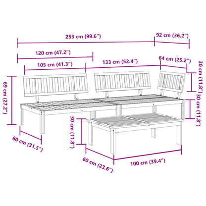 vidaXL Pallet Sofa Set | Brown | Solid Acacia Wood | Large | Modular