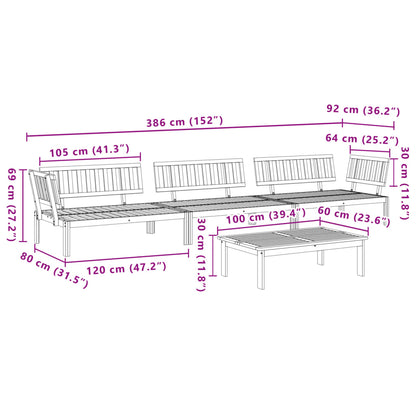 vidaXL Pallet Sofa Set | Natural Wood | Solid Acacia wood | Large | Modular