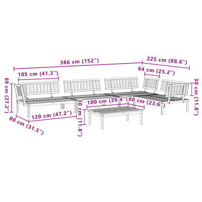vidaXL Pallet Sofa Set | Brown | Solid Acacia wood | Medium | Modular