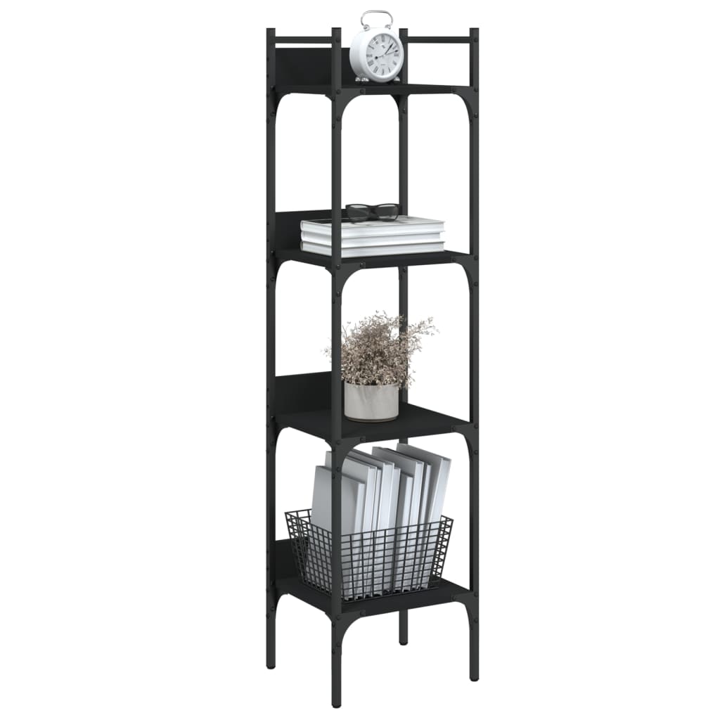 vidaXL Bookshelf 4-Tier Black 35x30x138,5 cm Engineered Wood