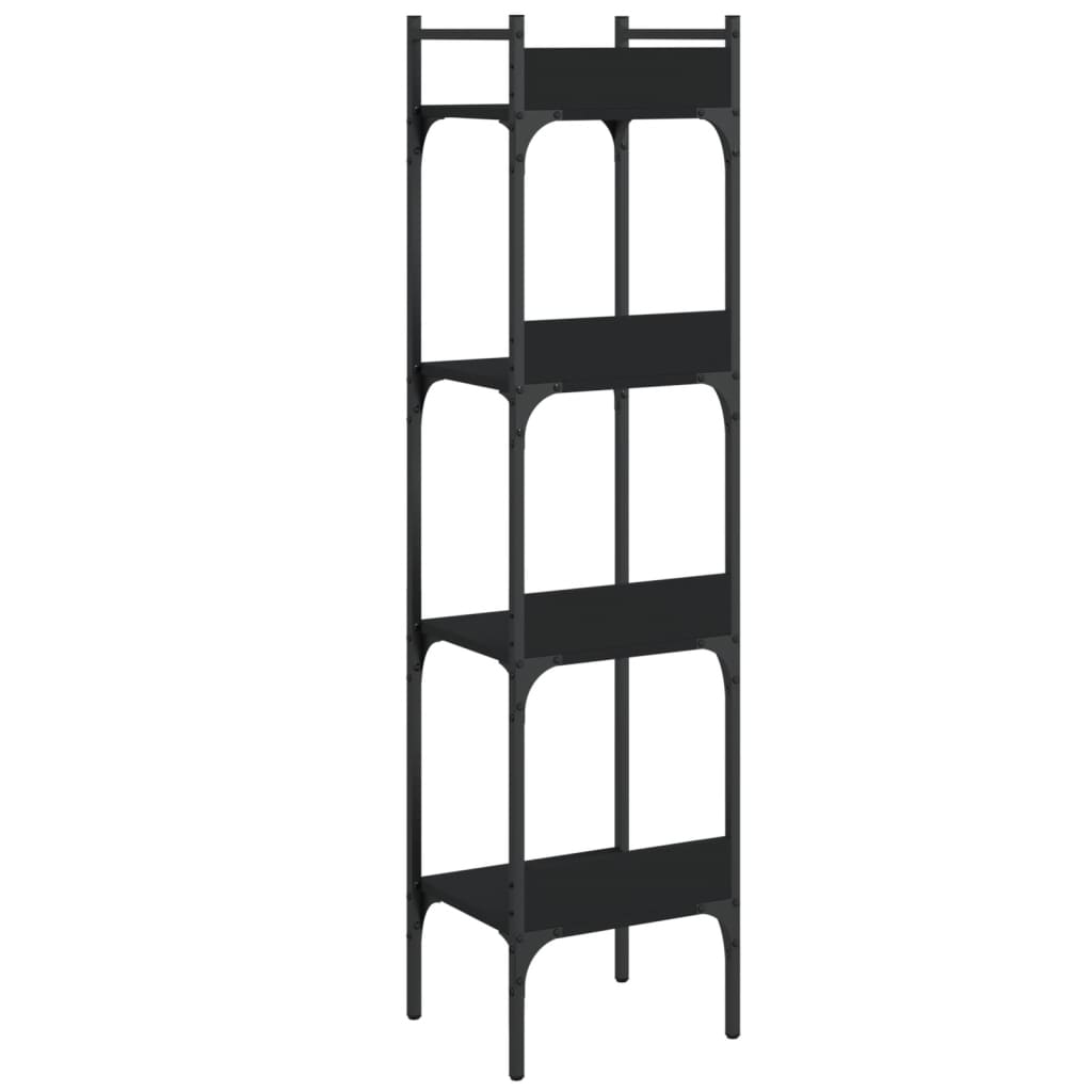 vidaXL Bookshelf 4-Tier Black 35x30x138.5 cm Engineered Wood
