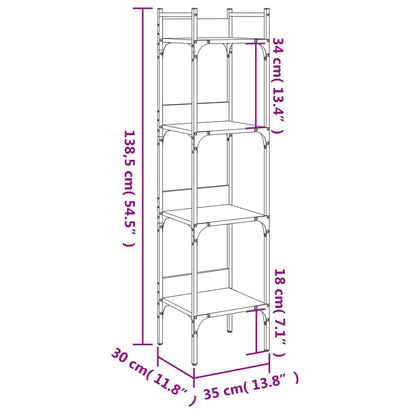 vidaXL Bookshelf 4-Tier Black 35x30x138.5 cm Engineered Wood