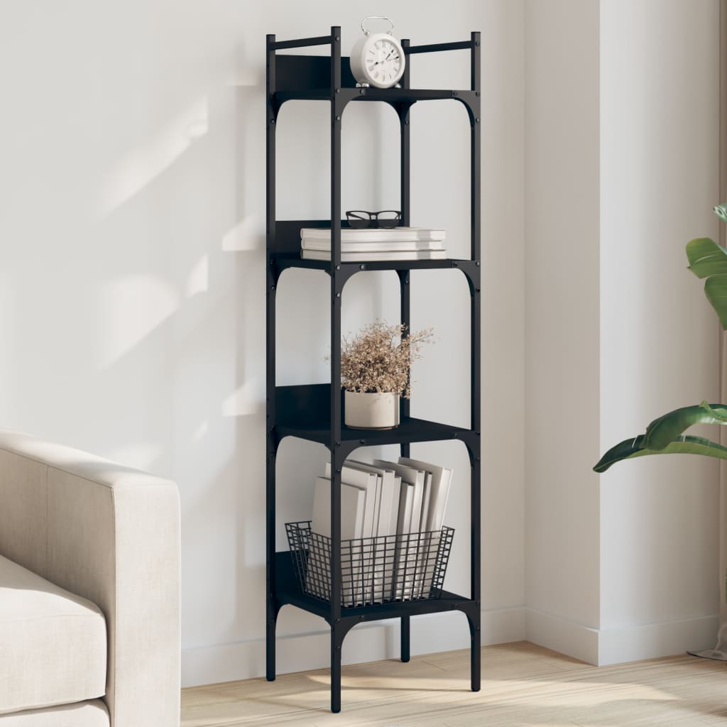 vidaXL Bookshelf 4-Tier Black 35x30x138,5 cm Engineered Wood