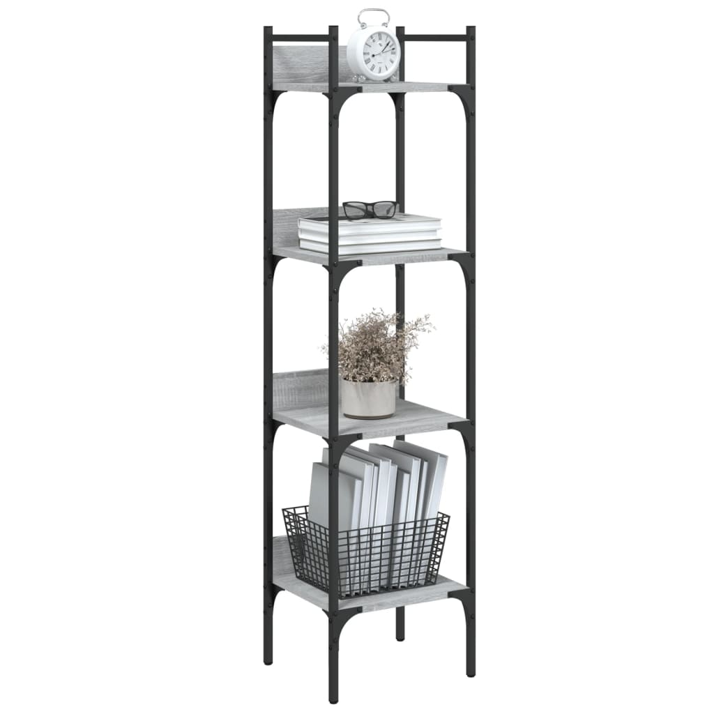 vidaXL Bookshelf 4-Tier Grey Sonoma 35x30x138.5 cm Engineered Wood
