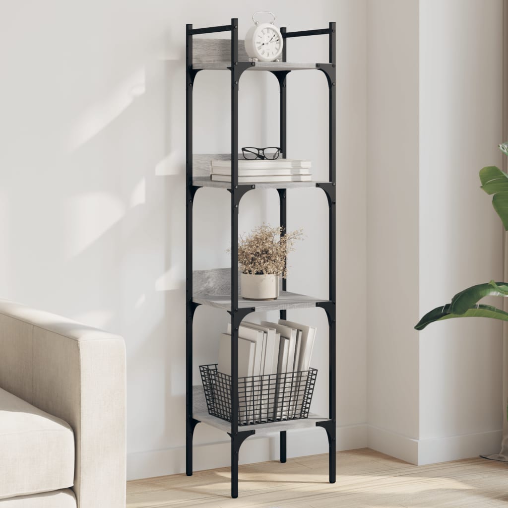 vidaXL Bookshelf 4-Tier Grey Sonoma 35x30x138.5 cm Engineered Wood