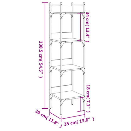 vidaXL Bookshelf 4-Tier Brown Oak 35x30x138.5 cm Engineered Wood