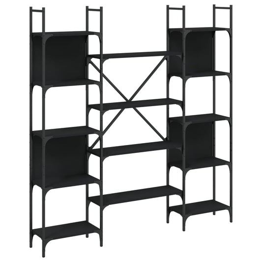 vidaXL Bookshelf Black 155.5x24x166.5 cm Engineered Wood