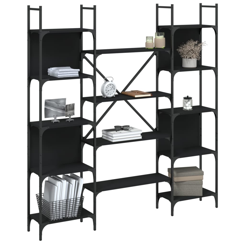 vidaXL Bookshelf | Black | Engineered wood | Large | Bookshelf | Rectangular
