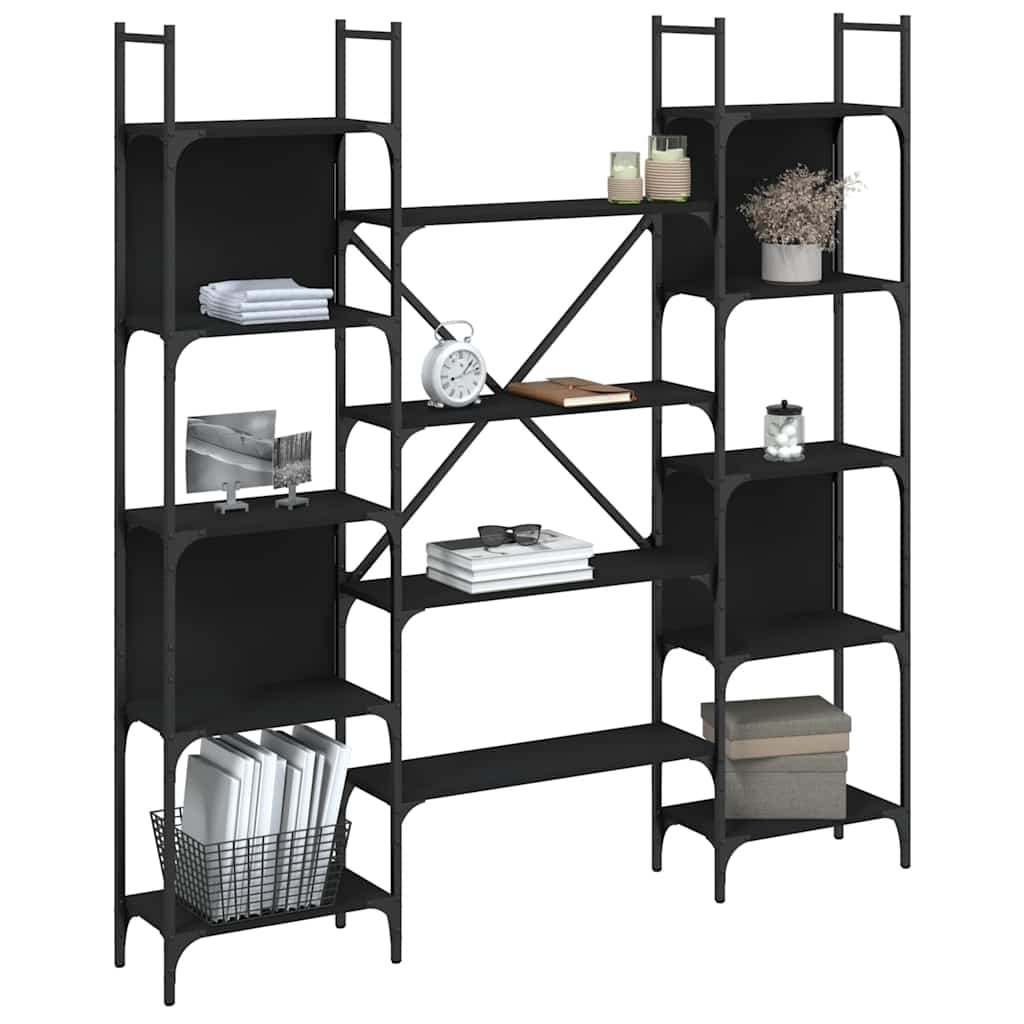 vidaXL Bookshelf Black 155,5x24x166,5 cm Engineered Wood