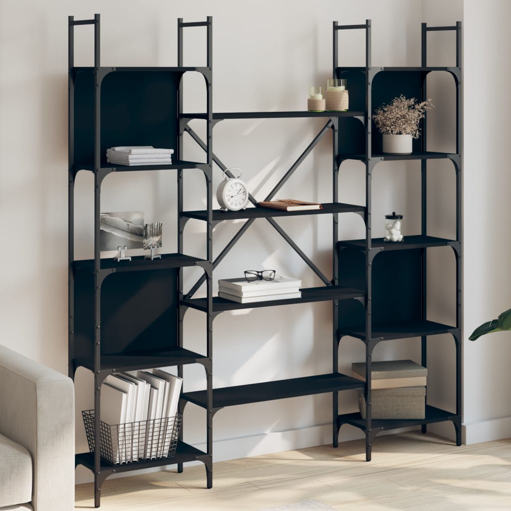 vidaXL Bookshelf | Black | Engineered wood | Large | Bookshelf | Rectangular
