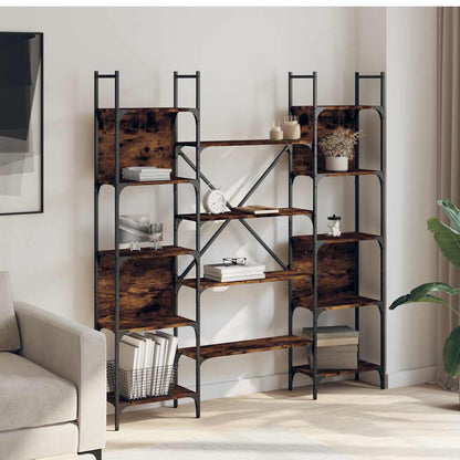vidaXL Bookshelf Smoked Oak 155,5x24x166,5 cm Engineered Wood