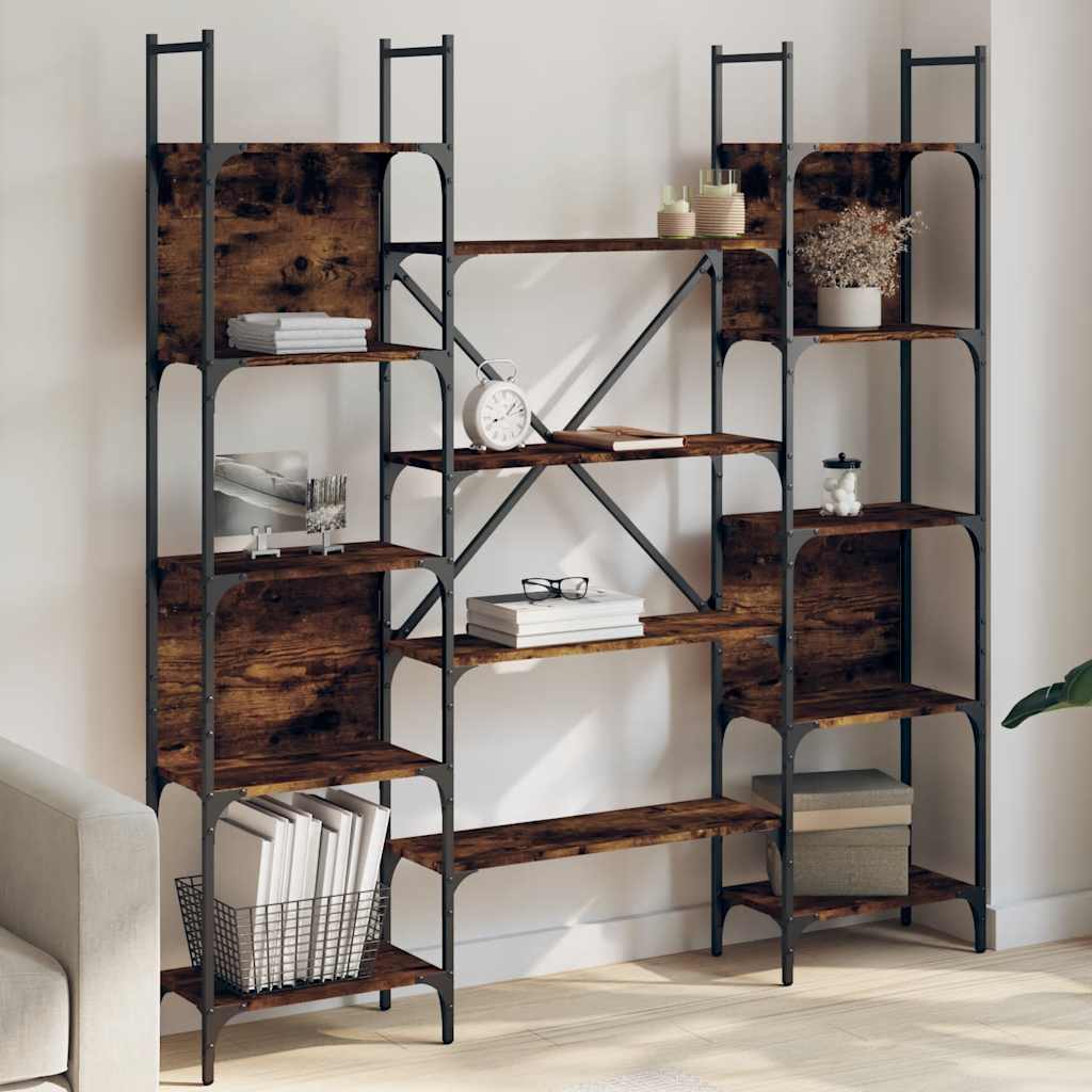 vidaXL Bookshelf Smoked Oak 155,5x24x166,5 cm Engineered Wood
