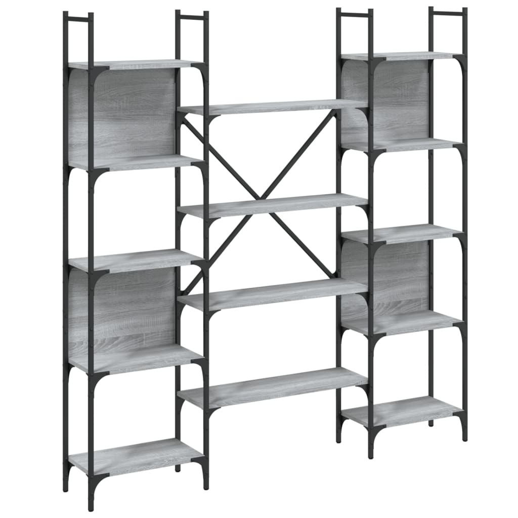 vidaXL Bookshelf | Grey Sonoma | Engineered wood, powder-coated steel | Tall
