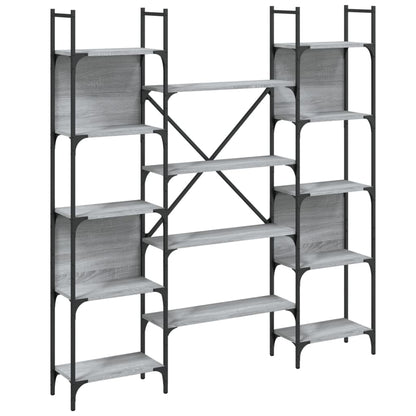 vidaXL Bookshelf | Grey Sonoma | Engineered wood, powder-coated steel | Tall