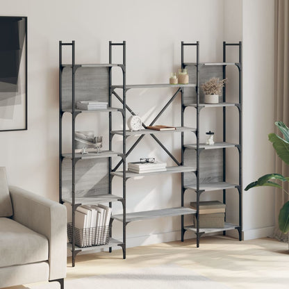 vidaXL Bookshelf | Grey Sonoma | Engineered wood, powder-coated steel | Tall
