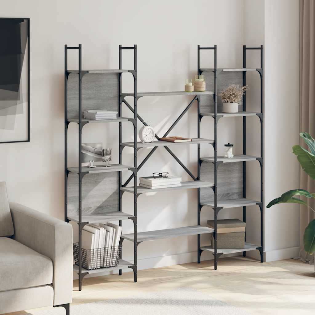 vidaXL Bookshelf Grey Sonoma 155,5x24x166,5 cm Engineered Wood
