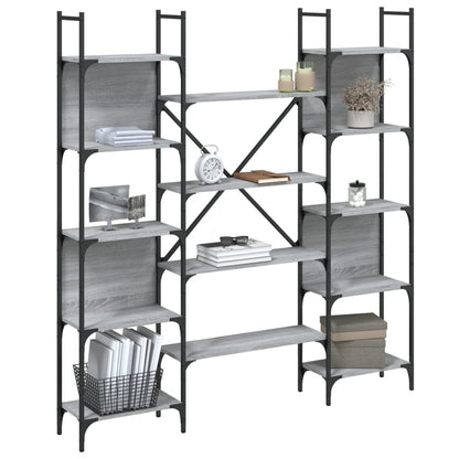 vidaXL Bookshelf | Grey Sonoma | Engineered wood, powder-coated steel | Tall