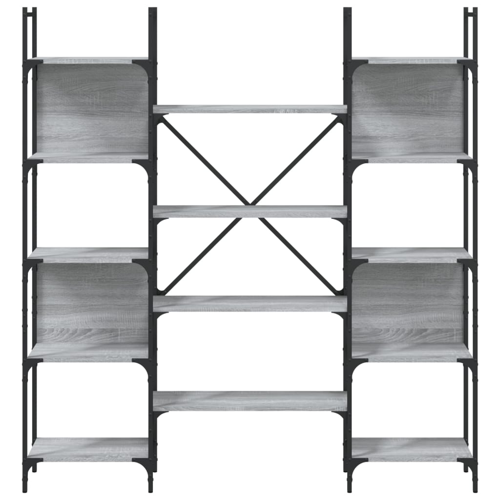 vidaXL Bookshelf | Grey Sonoma | Engineered wood, powder-coated steel | Tall